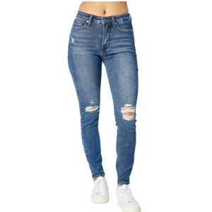 Judy Blue Skinny Jeans with Custom Knee Patch Size 14W